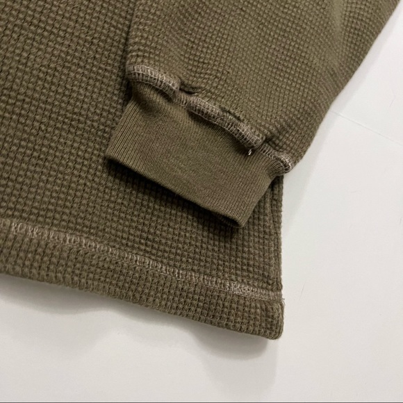 Vintage 80’s Blank Army Green Thermal Long Sleeve - Picture 3 of 4